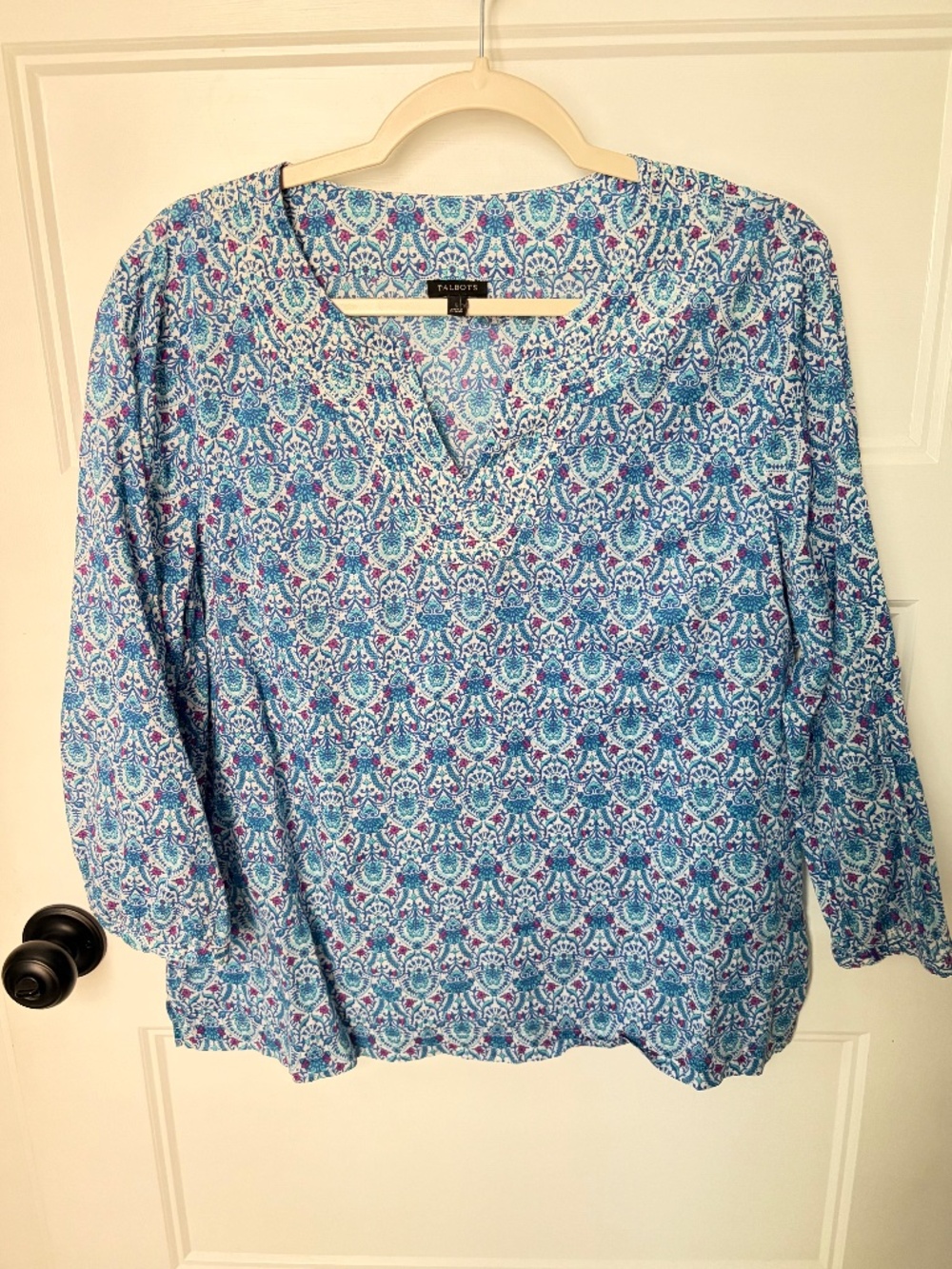 Talbots blue cotton blouse M